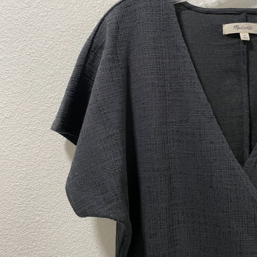 MADEWELL Surplice Dolman Short Sleeve V-Neck Woven Sheath Dress, Black - M - Picture 7 of 13